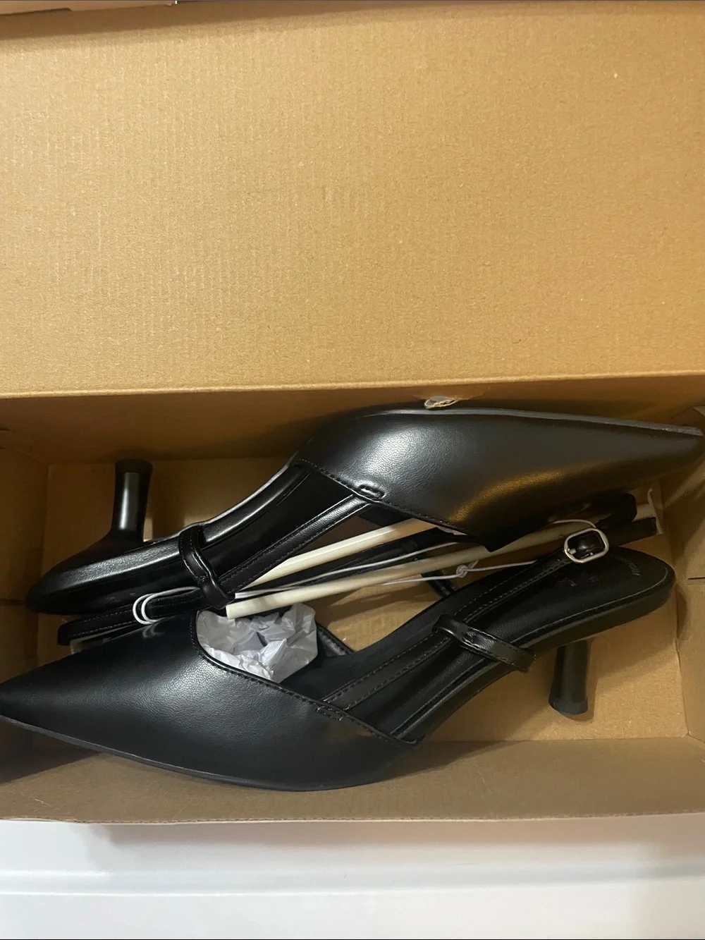 a new day Black Pointed Slingback kitten heels pointed toe NWT Sz. 6w